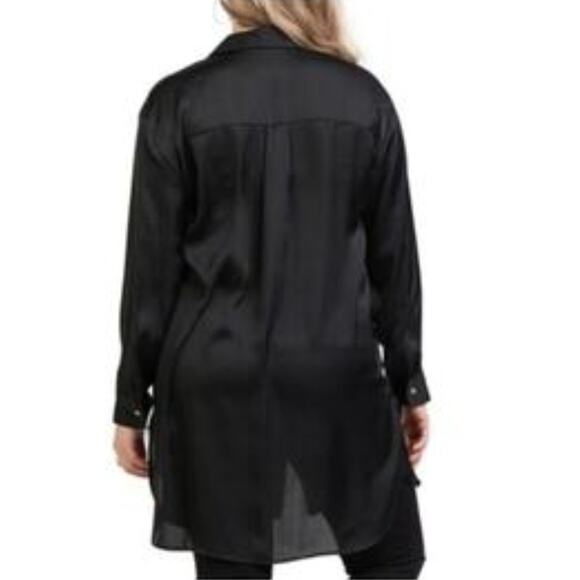 Black Tape Dress Tunic Shirt Black Button Front Long Sleeve Extra Large XL 16 - Picture 3 of 15
